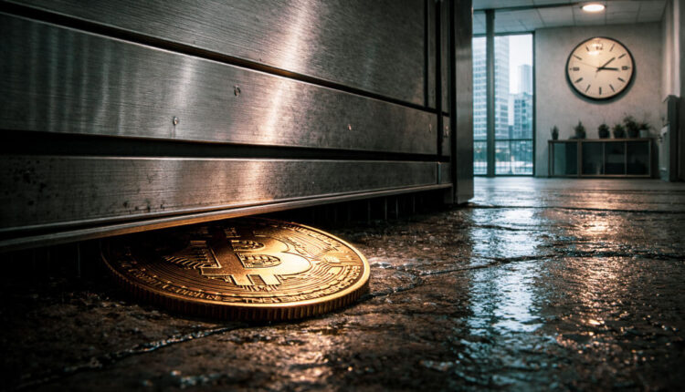 Bitcoin placed on home loan documents and bills illustrates using BTC as collateral to address the US housing crisis