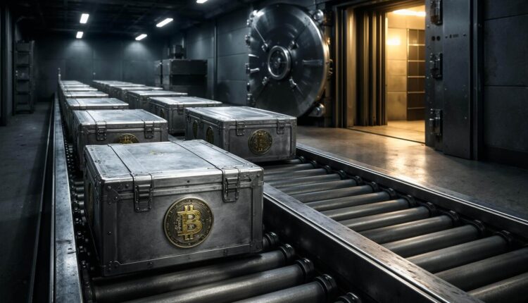 Bitcoin storage crates moving into a vault as Strategy shoulders most of a slowing $100 billion corporate Bitcoin bet
