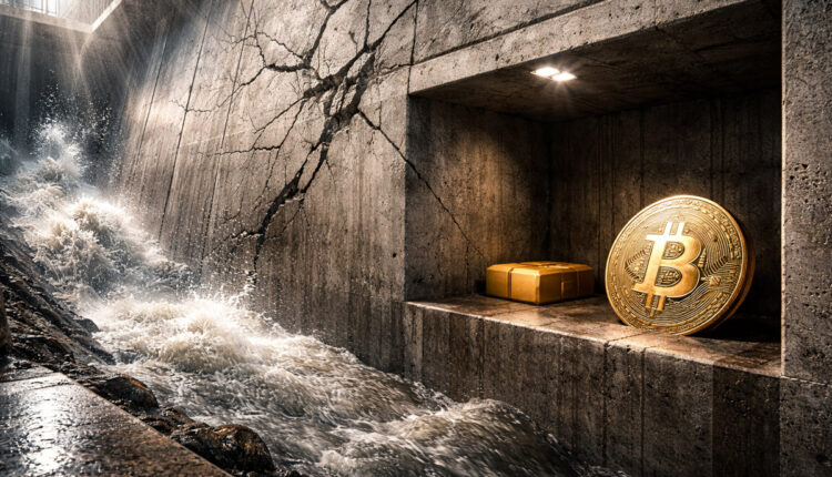 Workers lined up outside a facility watching a digital screen, symbolizing humans being assigned tasks by automated systems and bots