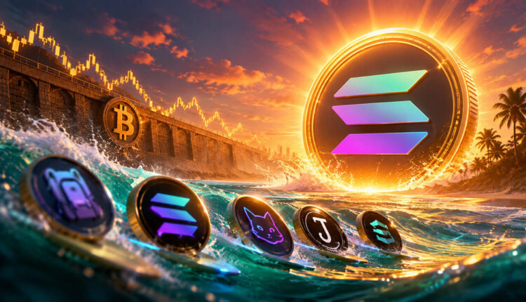 Illustration of RLUSD and USDC stablecoins racing toward adoption in Japan.