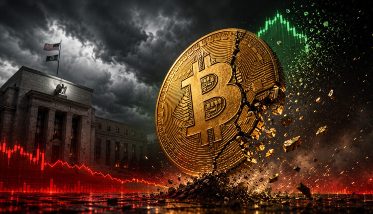 Broken bridge between Binance and the EU financial system, representing regulatory friction, compliance barriers and disrupted crypto market access.