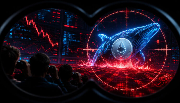 Ethereum whale liquidation dashboard with price chart, market data overlays, and whale-tracking indicators highlighting large leveraged positions and liquidation activity.