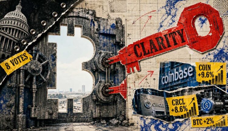 Bitcoin rose 2% on CLARITY progress while Coinbase, Circle jumped over 8% – but why?