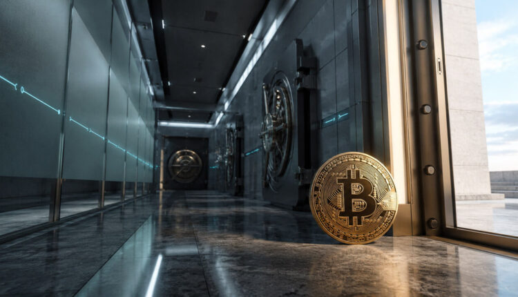 Close-up of a proposed $100 million Bitcoin-backed bond document with a Bitcoin emblem, gavel, and New Hampshire government chamber in the background, illustrating the state