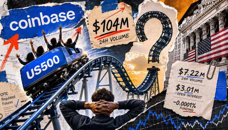 Coinbase’s $104M US500 trading spike hits an early reality check