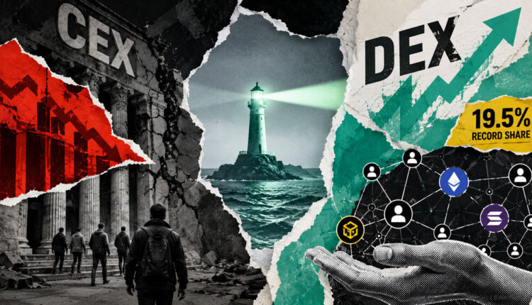 Nearly 1 in 5 crypto spot trades now happen on DEXs as centralized exchange volume collapses