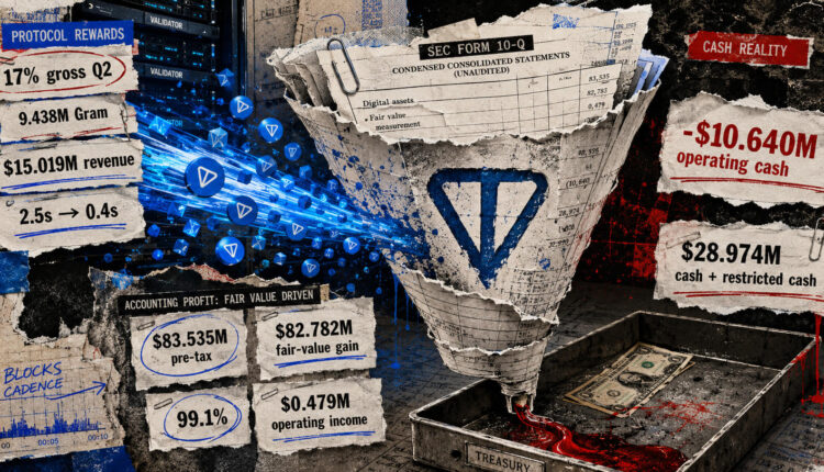 TON Strategy earned $15 million staking Gram while operations burned $10.6 million in cash