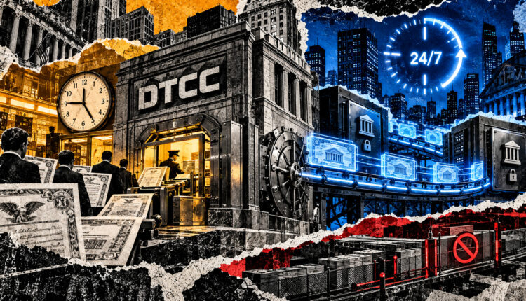 DTCC converts securities through a weekday vault gate, while tokenized assets move 24/7 between registered institutional wallets.